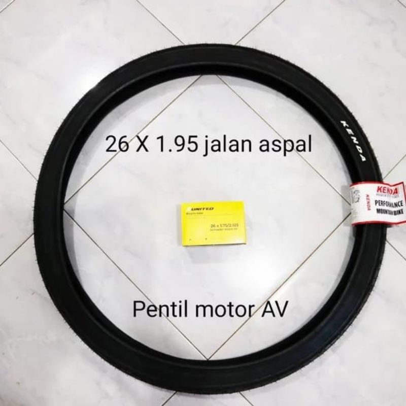 PAKET BAN SEPEDA 26 X 1.95 KENDA PLUS BAN DALAM PENTIL MOTOR AV UNTUK SEPEDA FEDERAL MTB JALAN ASPAL