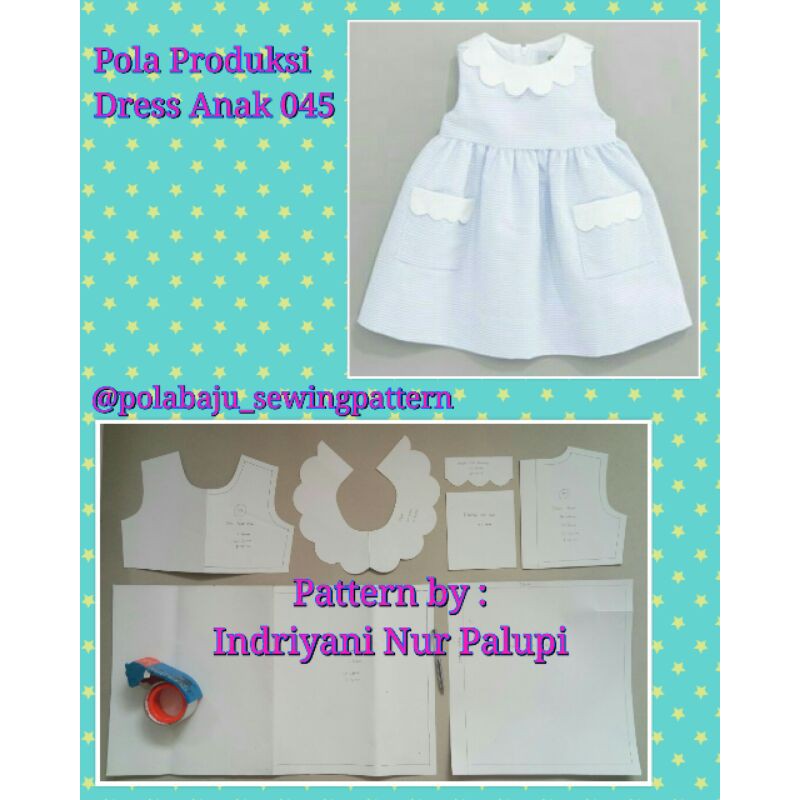 Pola Produksi Dress Anak 045 - Pola baju - Sewing pattern