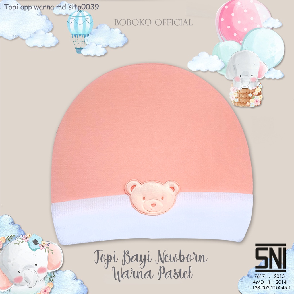 BOBOKO Topi Bayi Newborn Warna Pastel 0-3 bulan