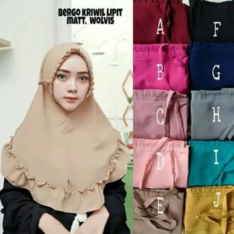 Bergo Kriwil Lipit / Jilbab Kriwil