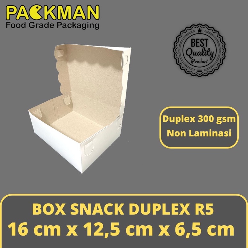 

BOX SNACK DUPLEX R5 / DUS KUE 16x12,5 / KOTAK CAKE 310gsm NON PE