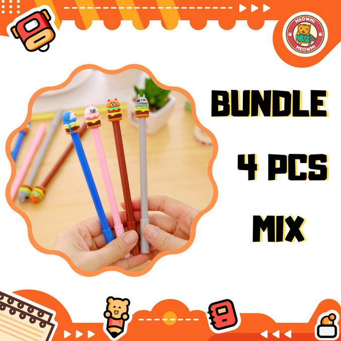 

\\\\\] Pulpen Motif Hamburger Bundle 4 Pcs Mix Warna PN0003