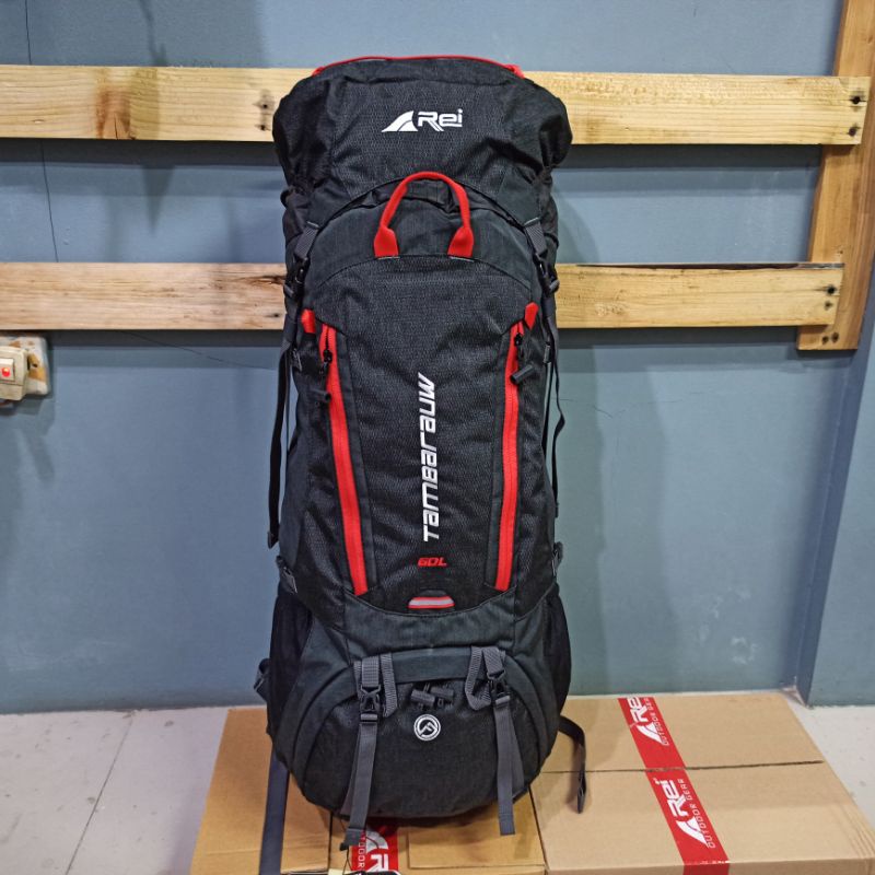 Tas Carrier Rei Atmos 60L+Raincover Original