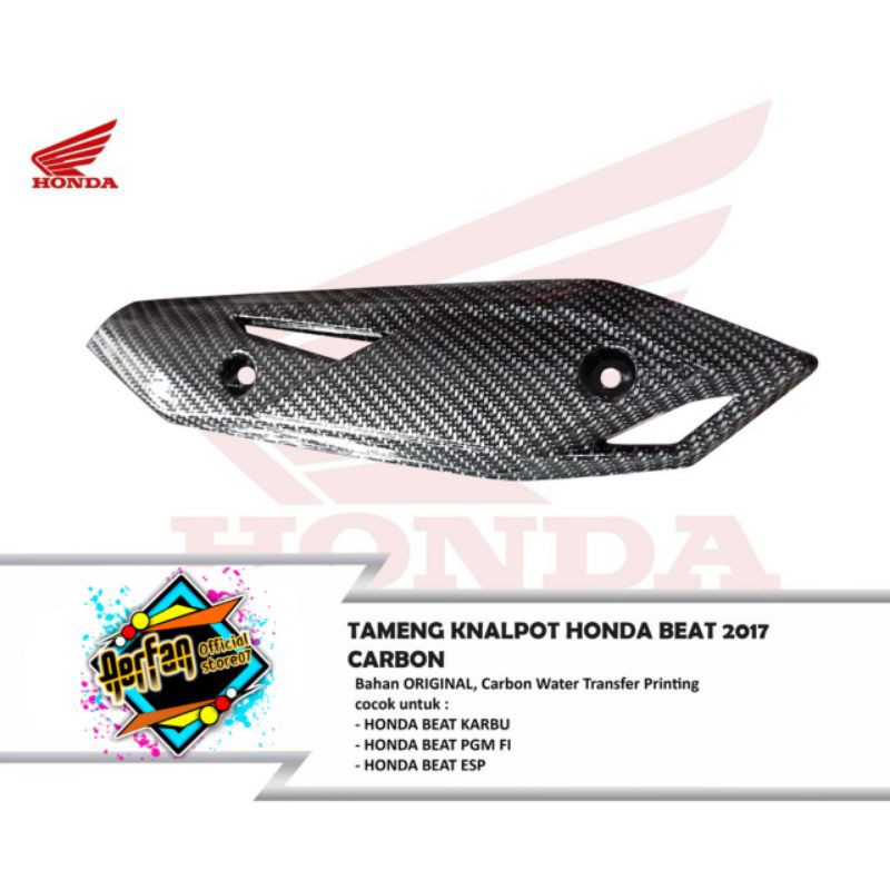 TUTUP COVER KNALPOT BEAT 2017 - 2019 NEW CARBON ORIGINAL HONDA