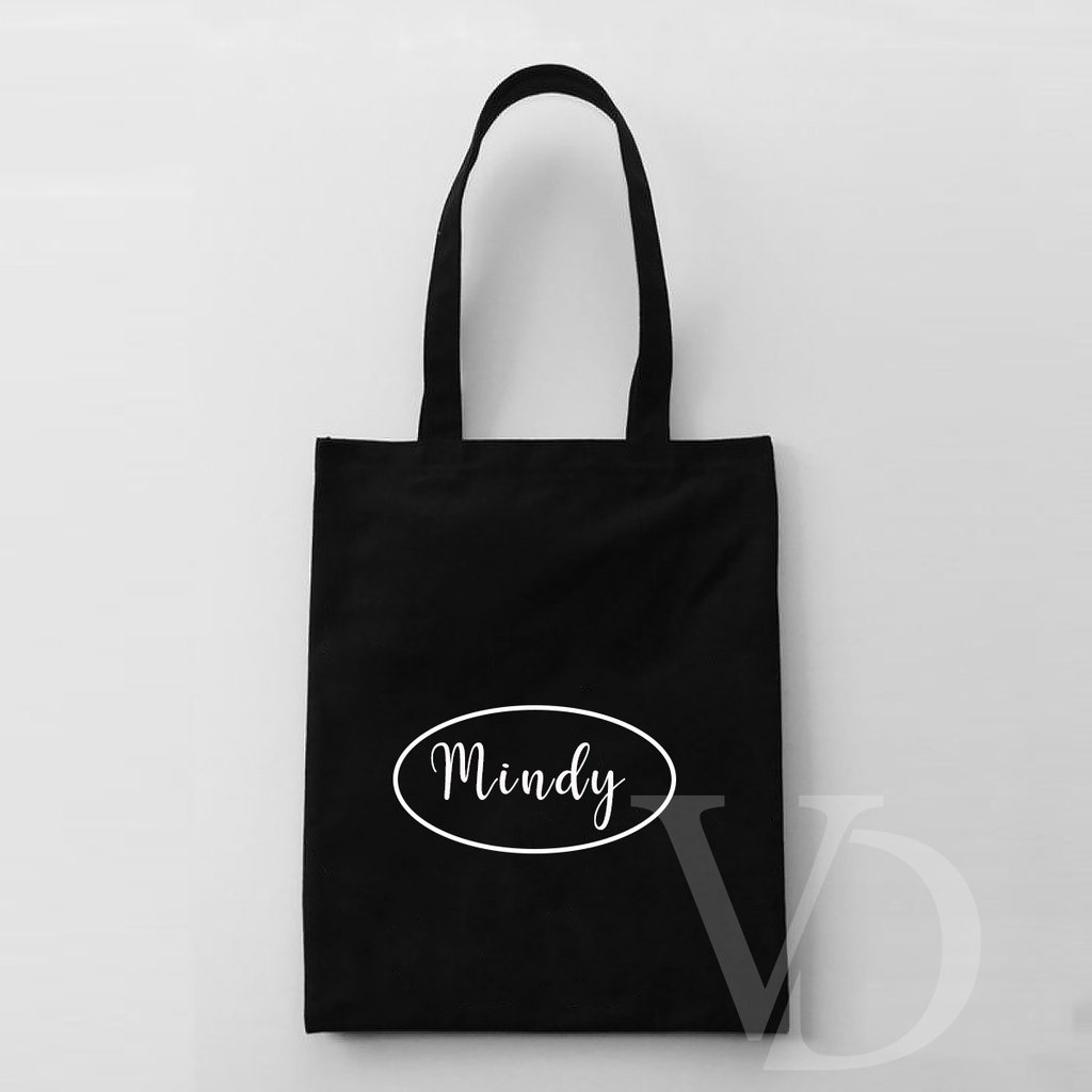 tote bag kanvas custom nama / tote bag hitam quotes hari hari