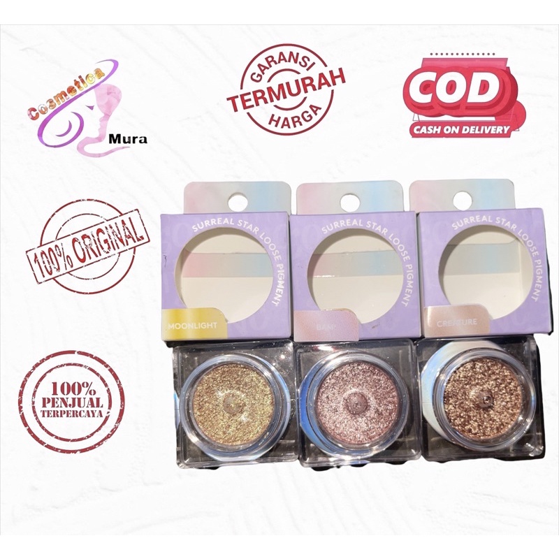 slide untuk warna - somethinc glitter eyeshadow || somethinc surreal star loose pigment || eyeshadow glitter pigment somethinc || eyeshadow pigment