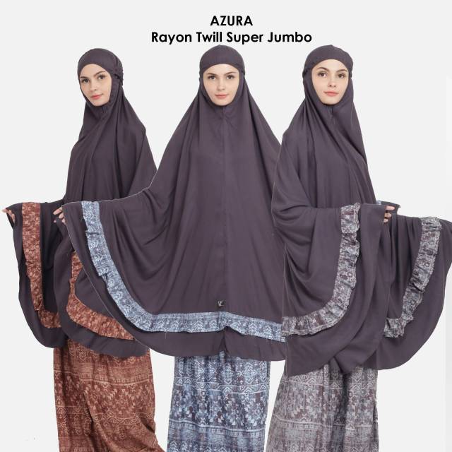 mukena rayon twill jumbo premium dewasa motif flower polos  batik adem halus murah santung azura