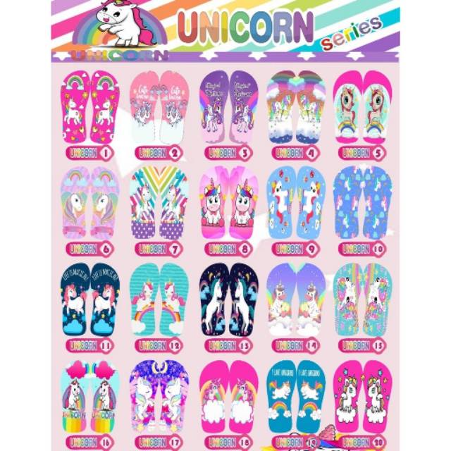 SANDAL CUATOM NAMA KARAKTER UNICORN ANAK/DEWASA |FREE CUSTOM SUKA SUKA