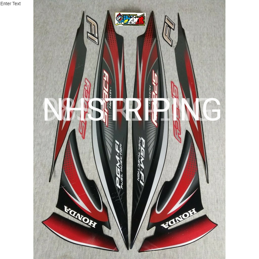 STRIPING SPACY FI HELM IN HITAM  2011 2012 STRIPING LIS STANDAR ORI HONDA F1
