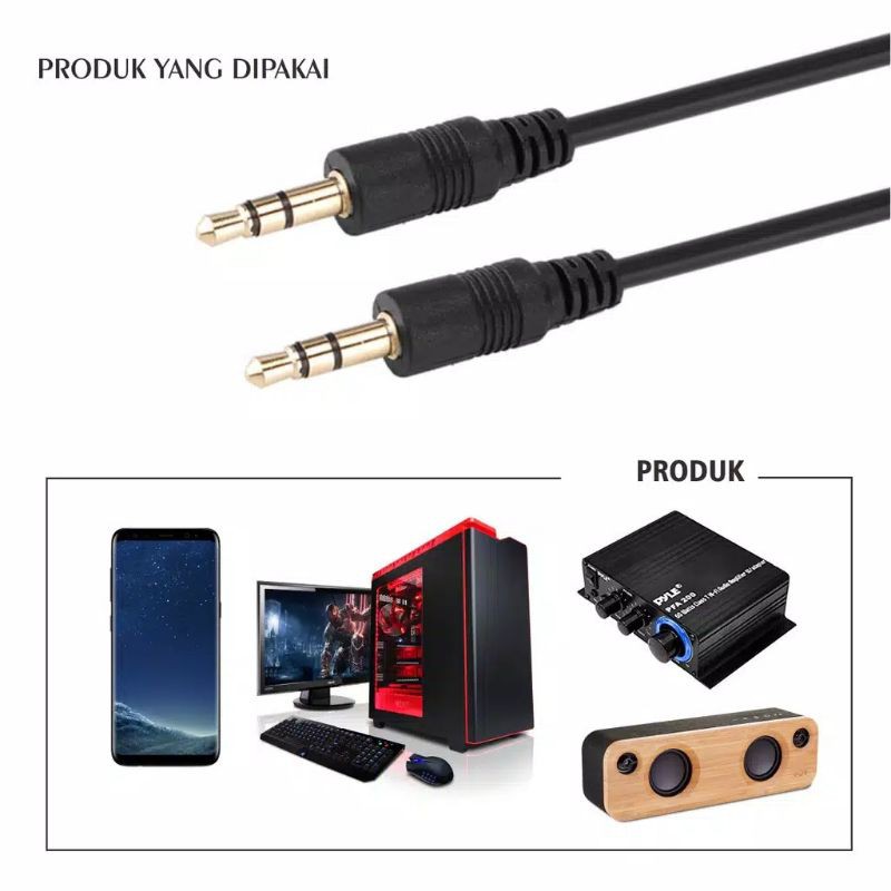 Kabel AUX 3.5mm to 3.5 mm Male to Male Jack Untuk Audio Mobil,MP3,Speaker Panjang 1,5M