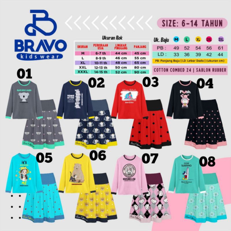setelan rok bravo kids