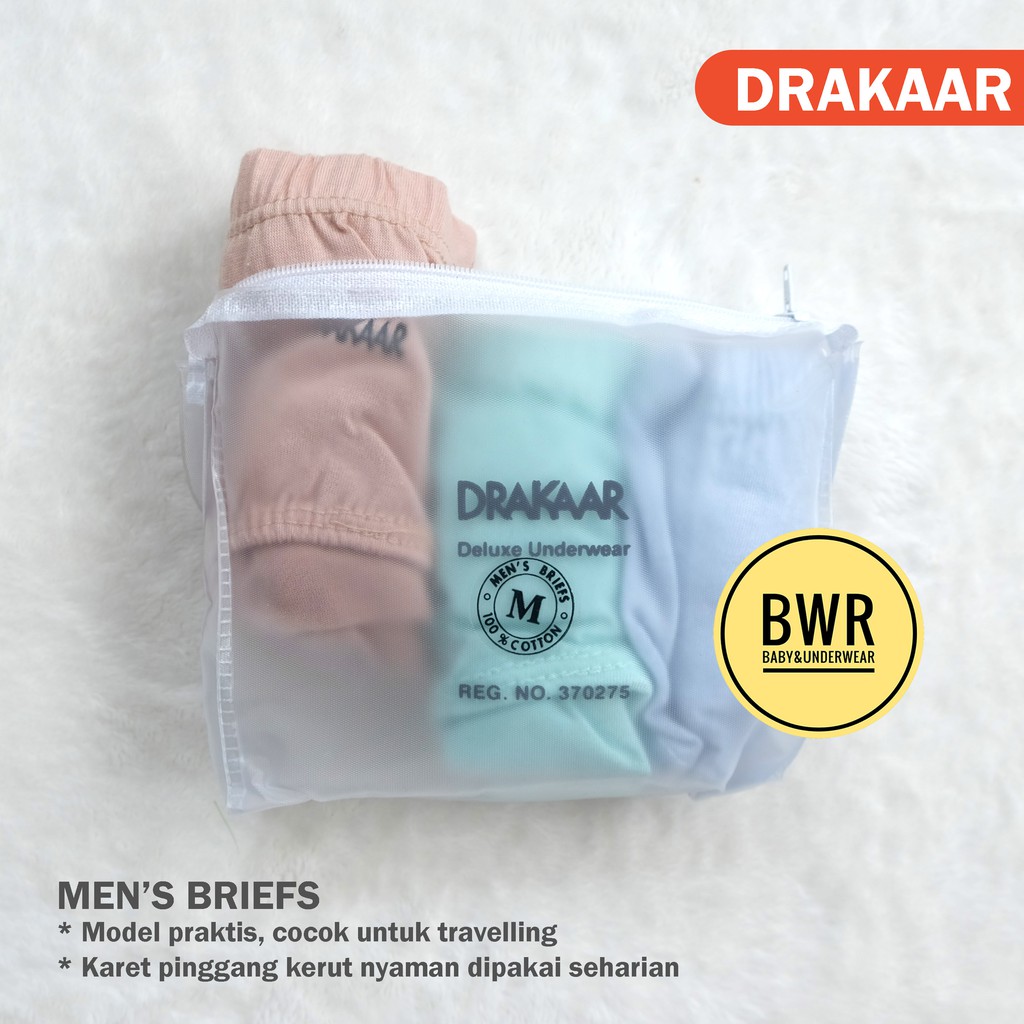 [ 3pc ] CD DRAKAAR DOMPET [ IV R-U] Celana Dalam Sempak Pria Karet Kerut Drakar - Bwr