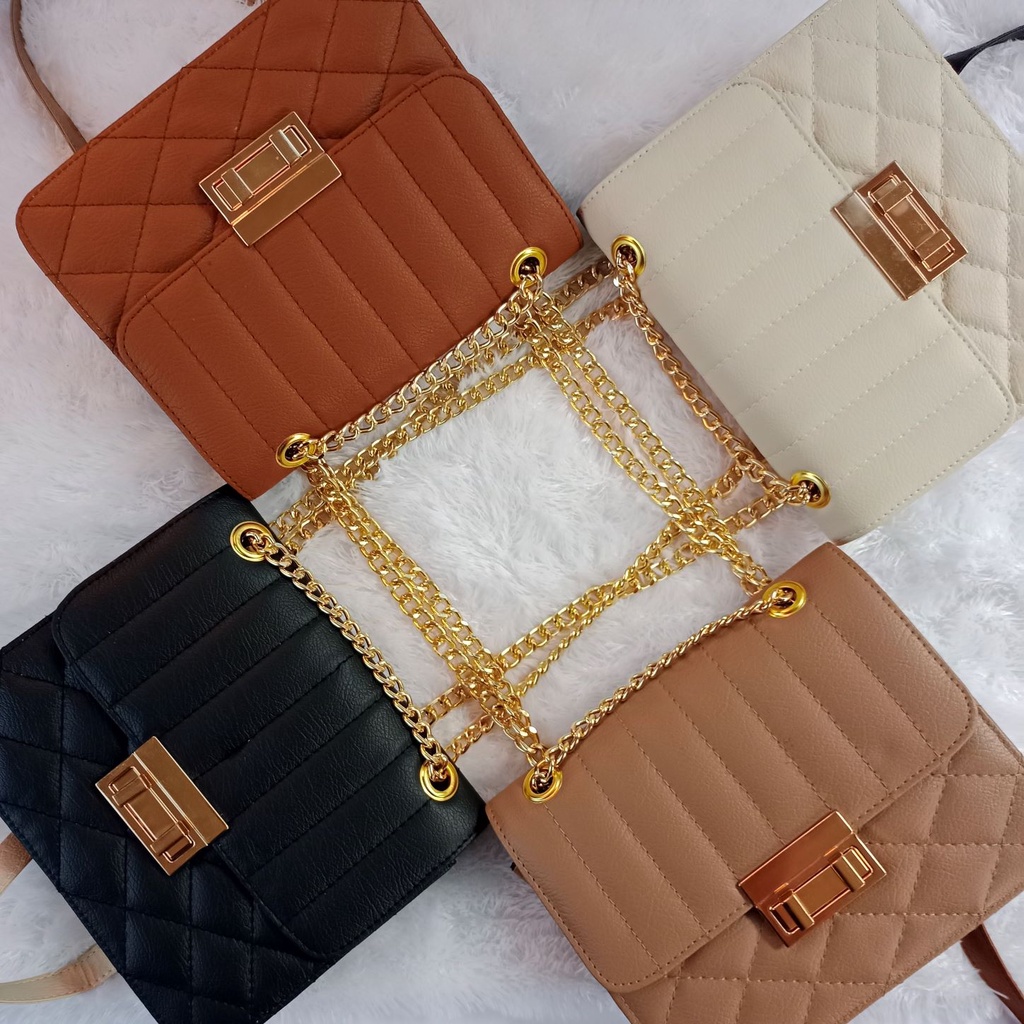 Tas Selempang Wanita DK - Tas Cewek Fashion Slingbag - Tas Rantai Embos KOREA RANTAI TA240B5 HON- YAN AMELBAGHOME