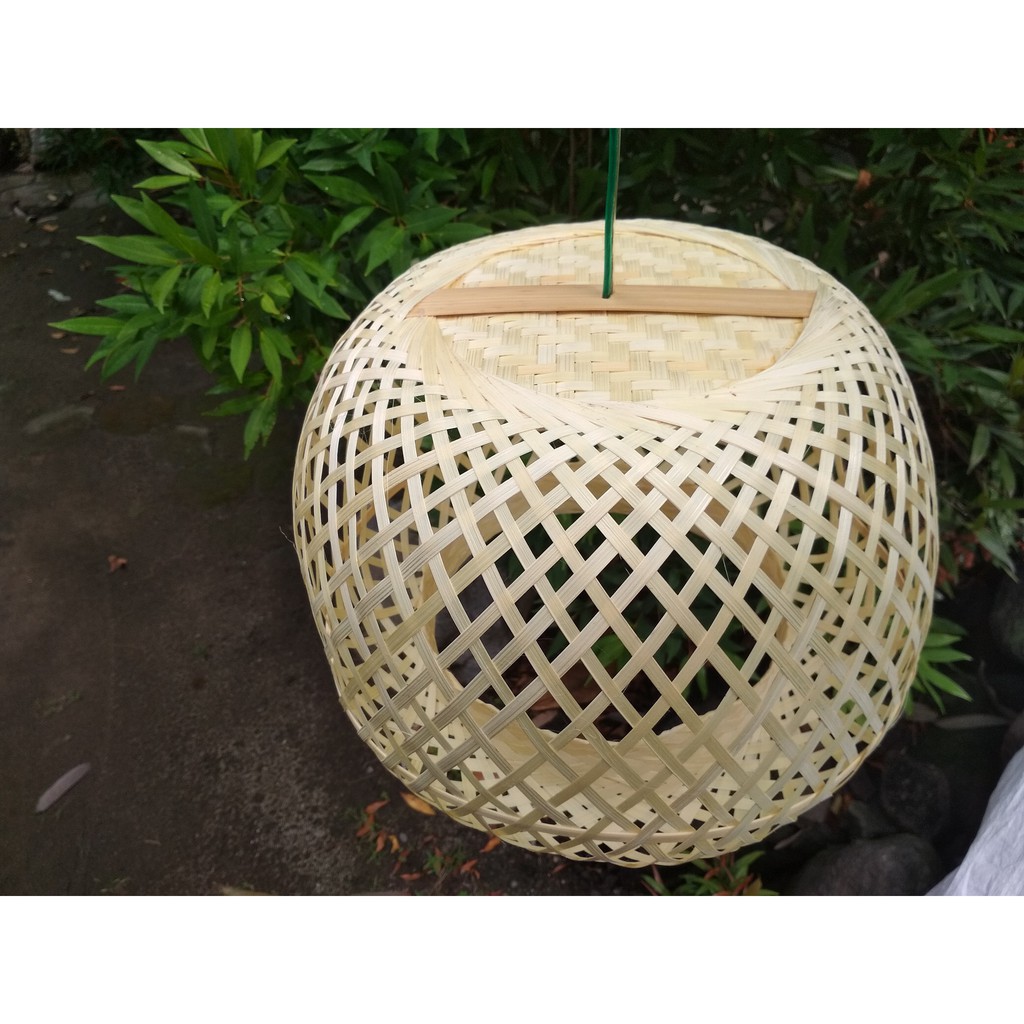 Kap Lampu Gantung Bambu Mangkok Bulat Omplong