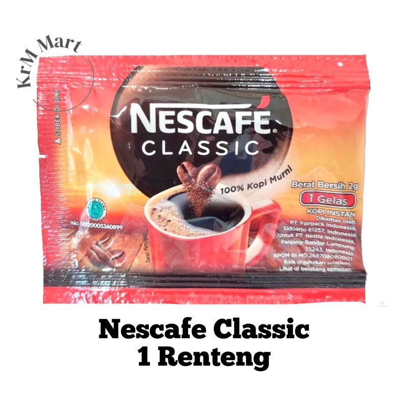 

Nescafe Classic 1 renteng renceng 10 sachet x 2 gr kopi klasik coffee