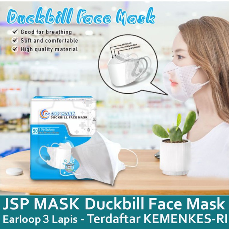 JSP MASK DUCKBIL EARLOOOP ISI 50 25 PSC TERMURAH MASKER SEKALI PAKAI MASKER MULUT DISPOSABLE