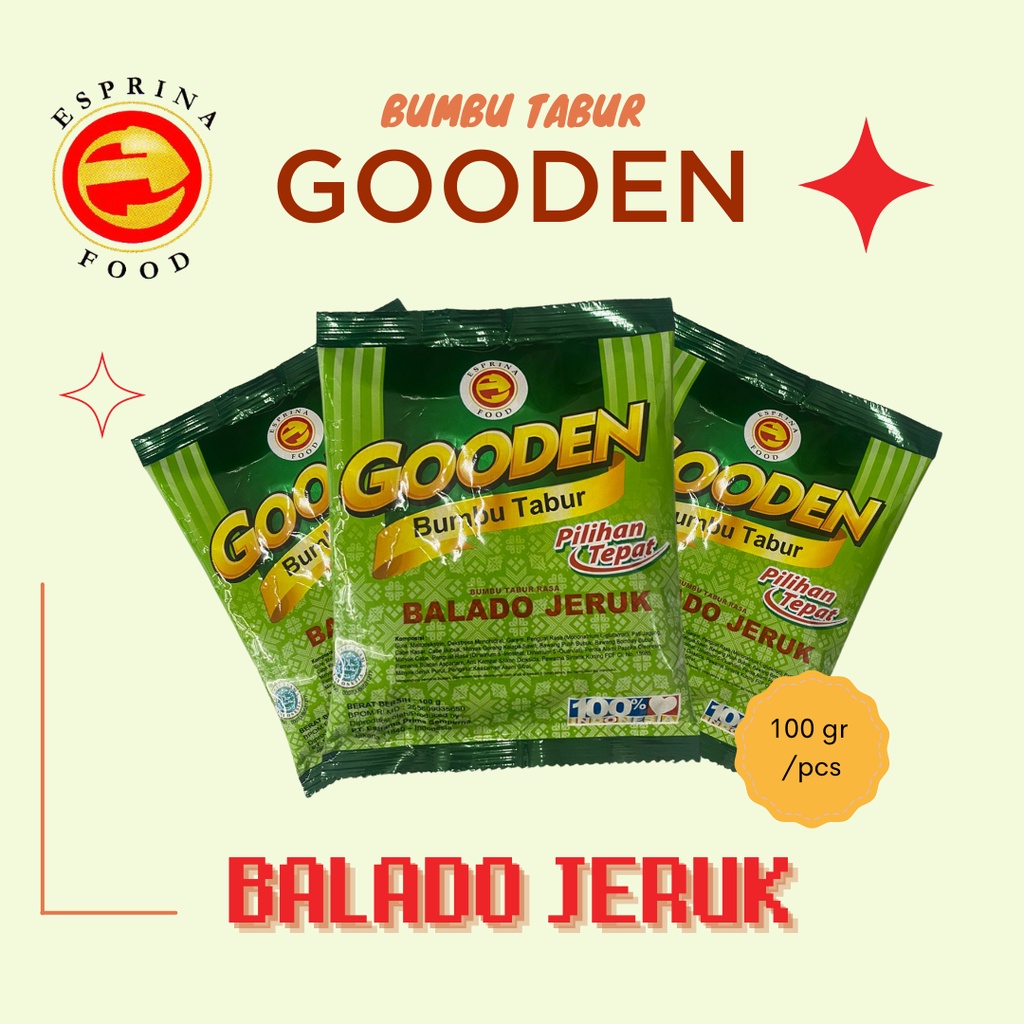 

Bumbu Tabur - GOODEN - Rasa BALADO JERUK - BALADO JERUK - Kemasan 100 gram