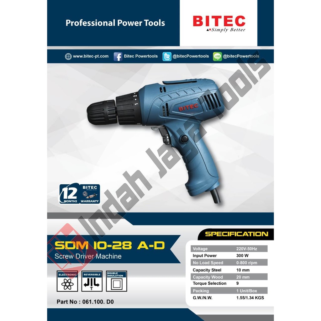 Bor Torque BITEC SDM 10-28 A-D - Bor Obeng Listrik Screwdriver Machine