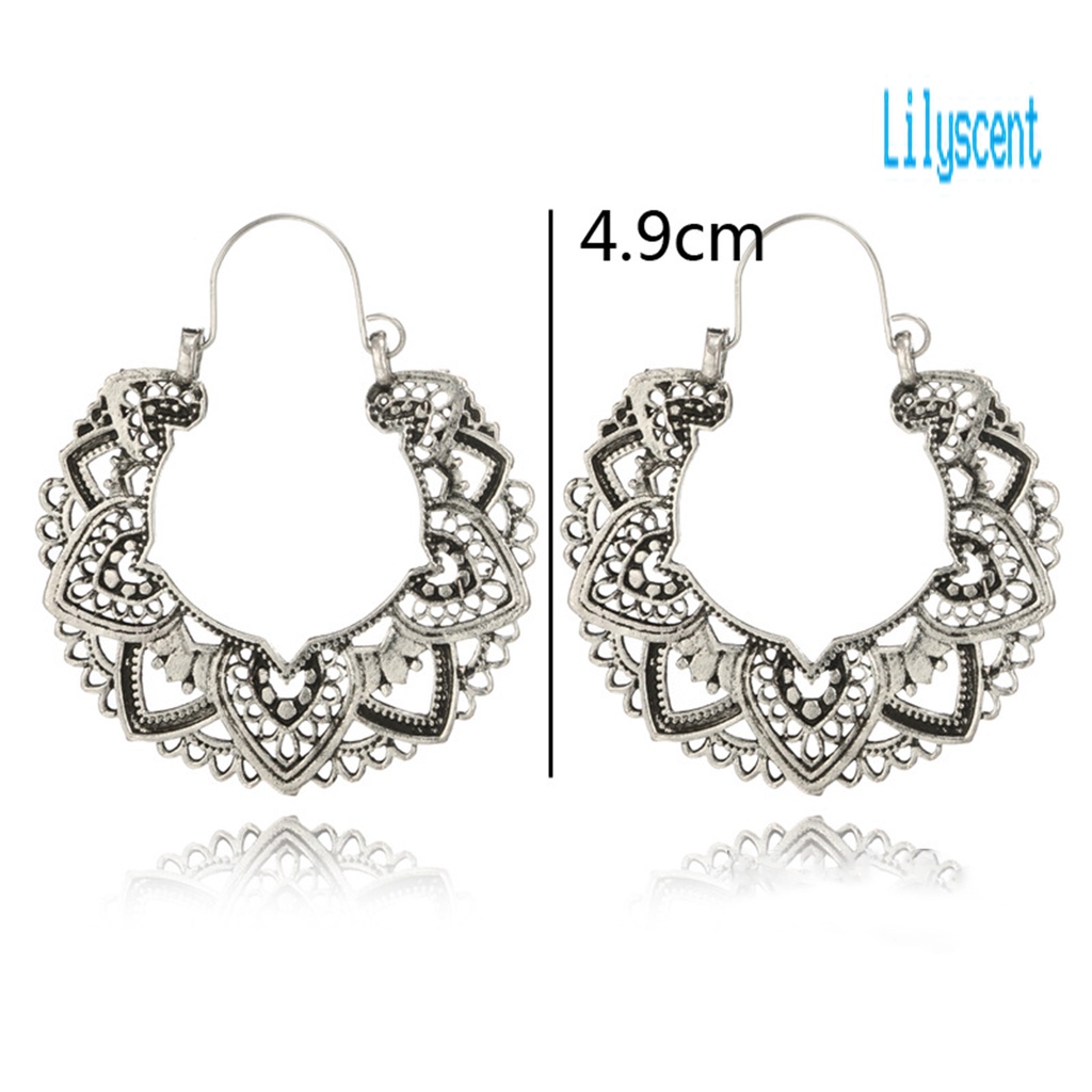 Ls 1 Pasang Anting Tusuk Gantung Bentuk Kelopak Bunga Hollow Bahan Alloy Warna Gold / Silver Untuk Wanita