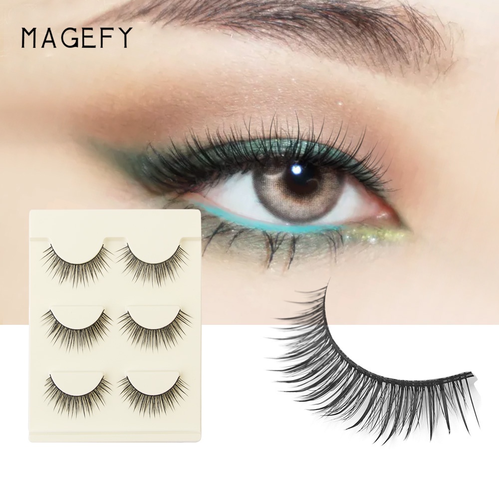 MAGEFY 3 Pasang Bulu Mata Palsu Wisuda Natural Lembut Bulu Mata Eyelash Bulu Mata 3D Eyelash Extension Kecantikan Set 7044