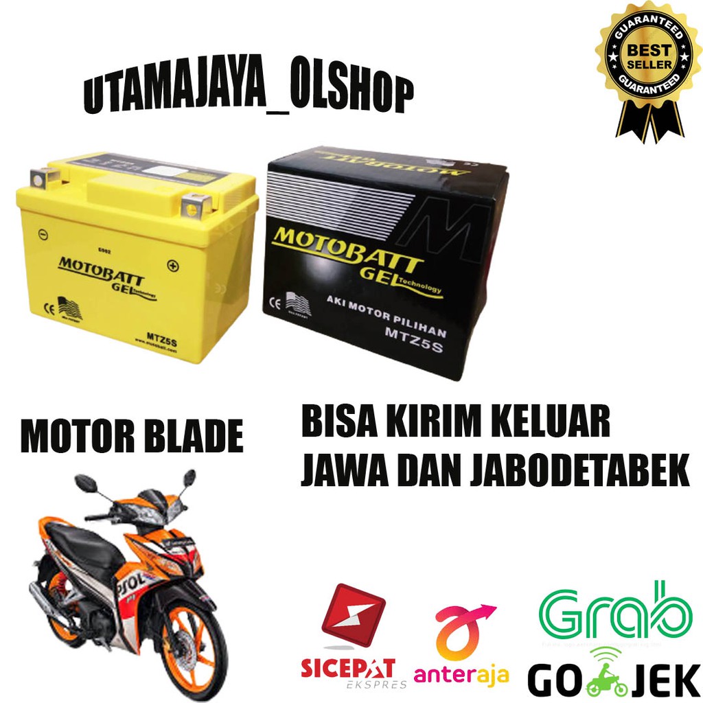 AKI MOTOR HONDA BLADE MOTOBATT MOTOBAT MTZ5S ACCU KERING GEL ORIGINAL