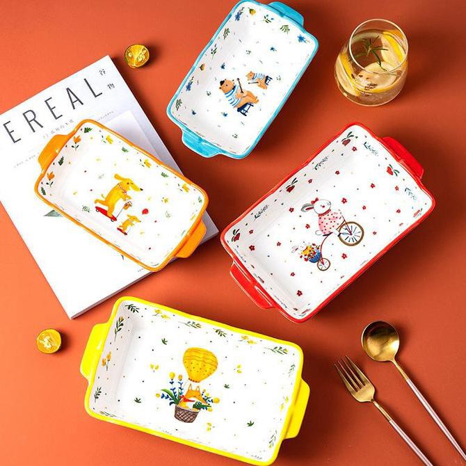 PIRING MAKAN ANAK KARTUN KERAMIK / PIRING MAKAN ANAK CARTOON - Merah, S