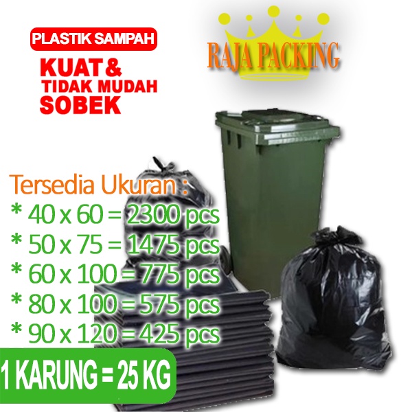 Plastik Sampah Besar | Kantong Sampah Hitam Uk. 40 x 60 | 50 x 75 | 60 x 100 | 90 x 120 |25KG GROSIR