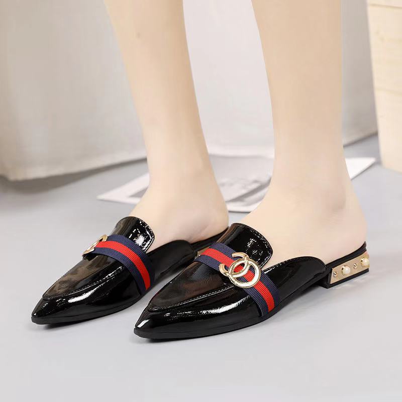 BJS9712 - BLACK/YELLOW - Sandal Slip On Import Elegan Wanita Cantik SANDAL PESTA WANITA GLOSSY CC FASHION IMPORT TERMURAH TERLARIS TERBARU BAGSTORE JAKARTA JSH9712