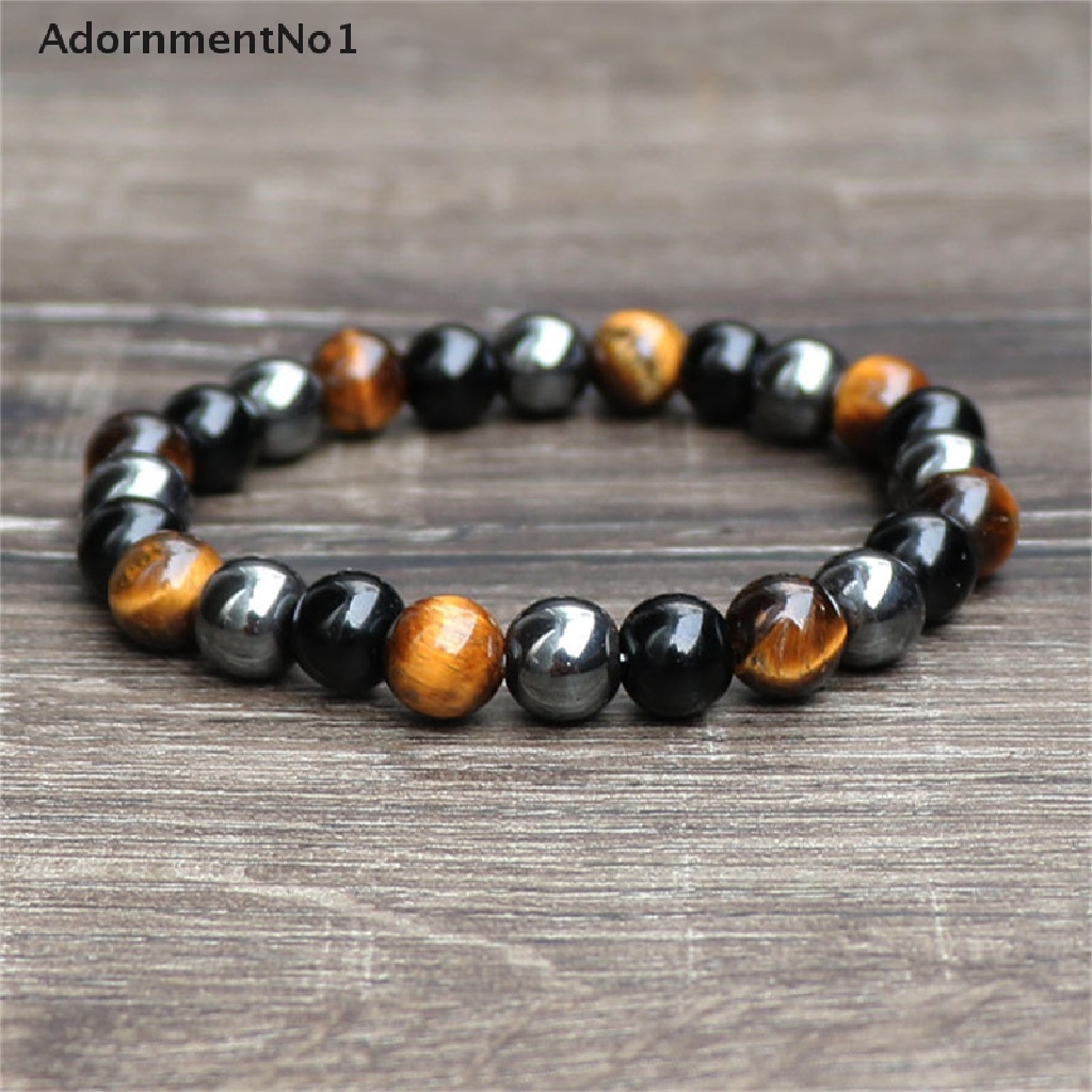 (AdornmentNo1) Gelang Manik Batu Hematite Tiger Eye Hitam Untuk Pria / Wanita