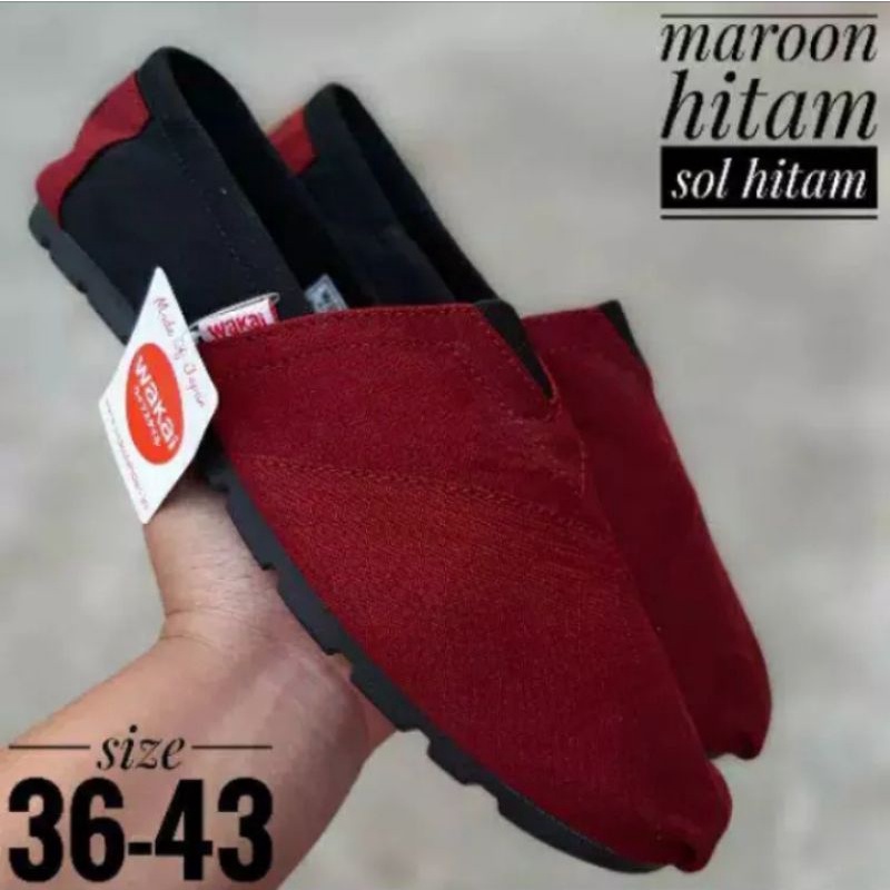 Sepatu pria wanita Wakai maron hitam