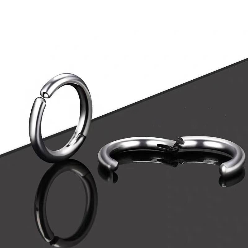 1 Pc Anting Bentuk Bulat Bahan Titanium Steel Warna Silver Gaya Korea Untuk Unisex