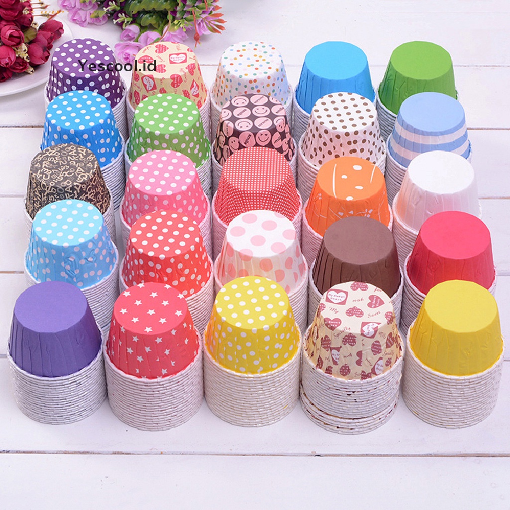 【Yescool】 Random 100 pcs Cupcake Liner Baking Cups Cupcake Mold Paper Muffin Cases Cake Decorating Tools .