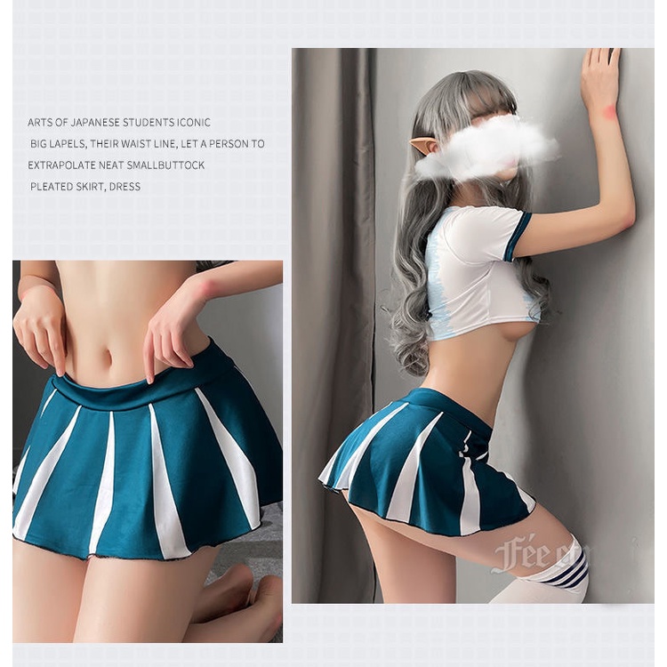 (COD) Set Lingerie Sexy Wanita Crop Top Cosplay Anime Mini Rok Pendek Lingerie Seragam A557