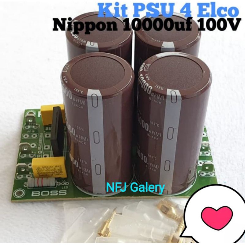 Kit PSU 4 Elco Original Nippon Chem Coklat 10000uf 100V Sparepart Elektronik Power amplifier