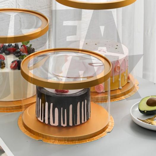 

✪ Cake Box Tabung Bulat Transparan Bening Putih/Hitam/Pink/Biru D 22 cm - Putih, 22x22x23 ➢