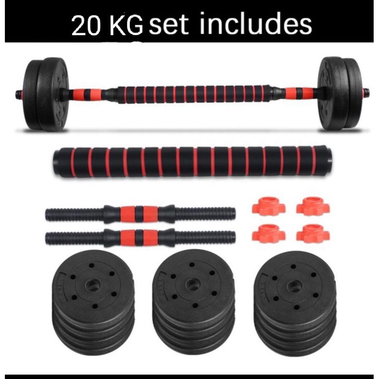Free Ongkir Alat Fitness DUMBELL/BARBEL SET 3IN1 20kg
