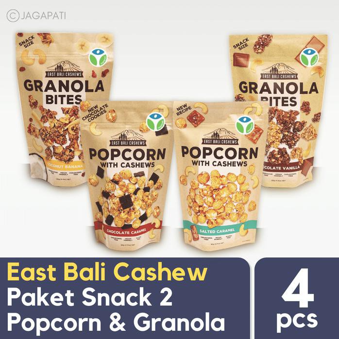 

PAKET EAST BALI CASHEWS 2 - EBC - POPCORN 90GR & GRANOLA BITES 125GR