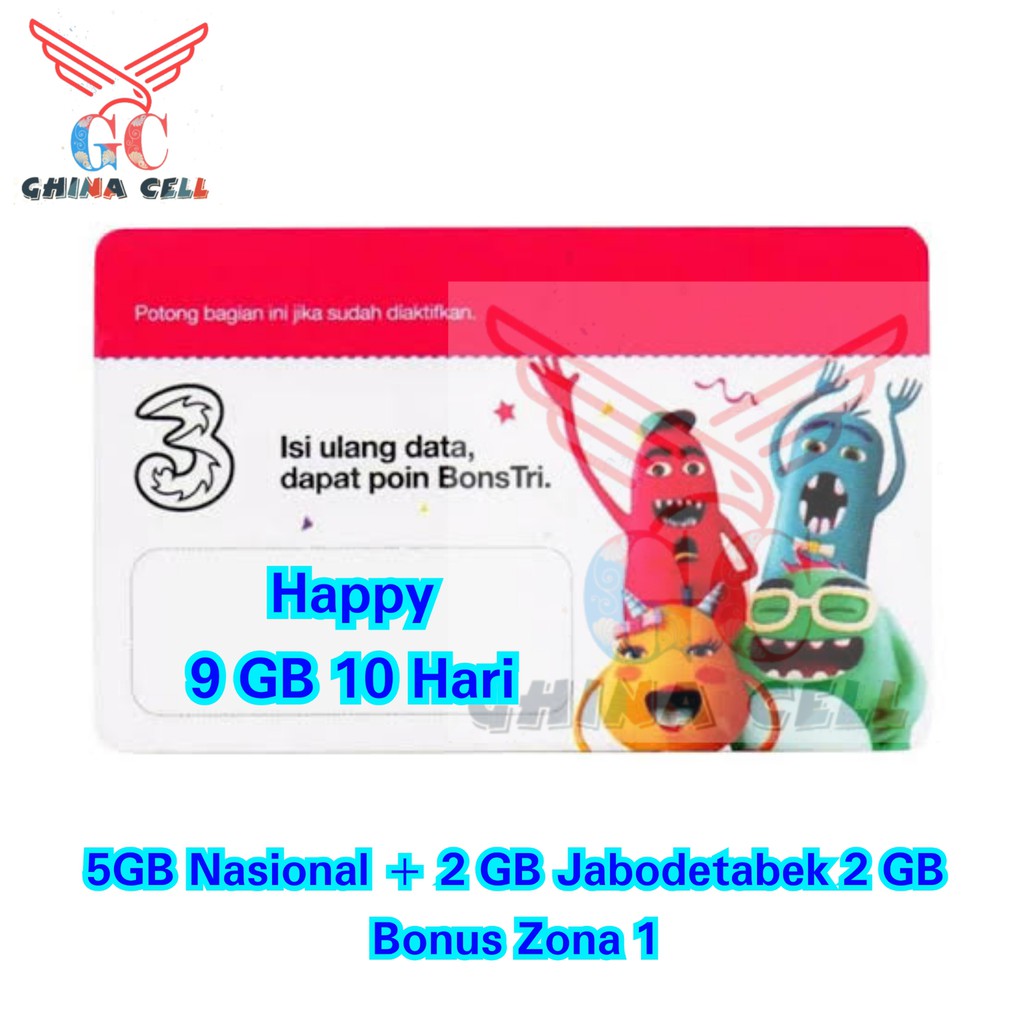 Voucher TRI Happy 9 GB 10 Hari