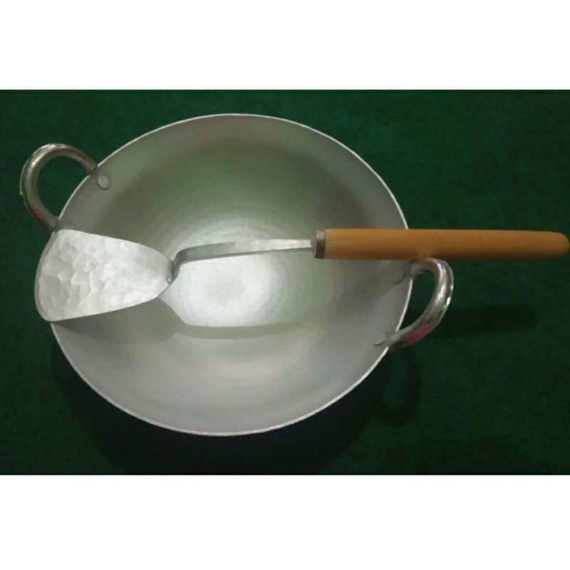 PAKET HEMAT  WAJAN + SPATULA (TEBAL, anti KARAT dan Anti PENYOK)  Asli Garut