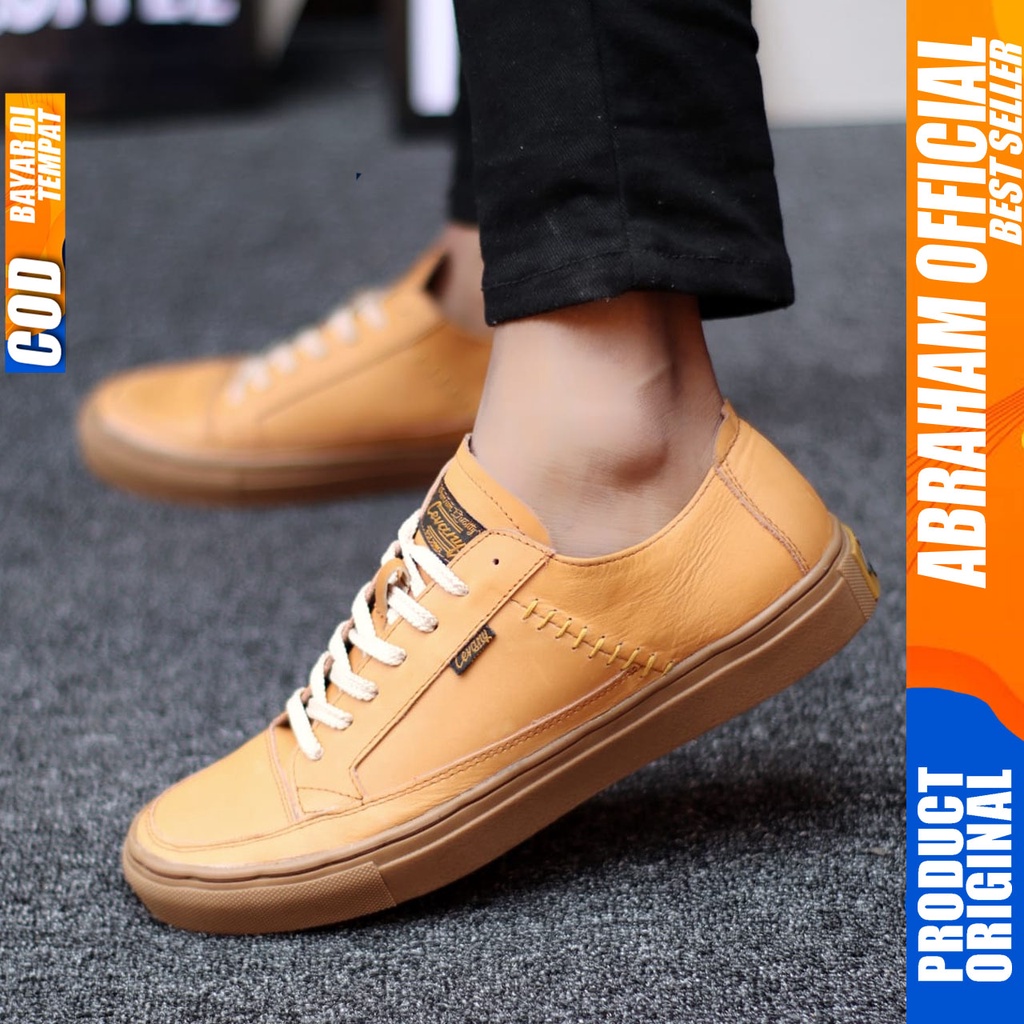 ABRAHAM x DANTE Sepatu Sneaker Pria Sepatu Pria Casual Sneakers Kulit Asli Cowo/Cowok Sepatu Kasual Semi Formal Kerja Kantor Kuliah Gaya Santai Keren Kekinian Original Murah Terlaris