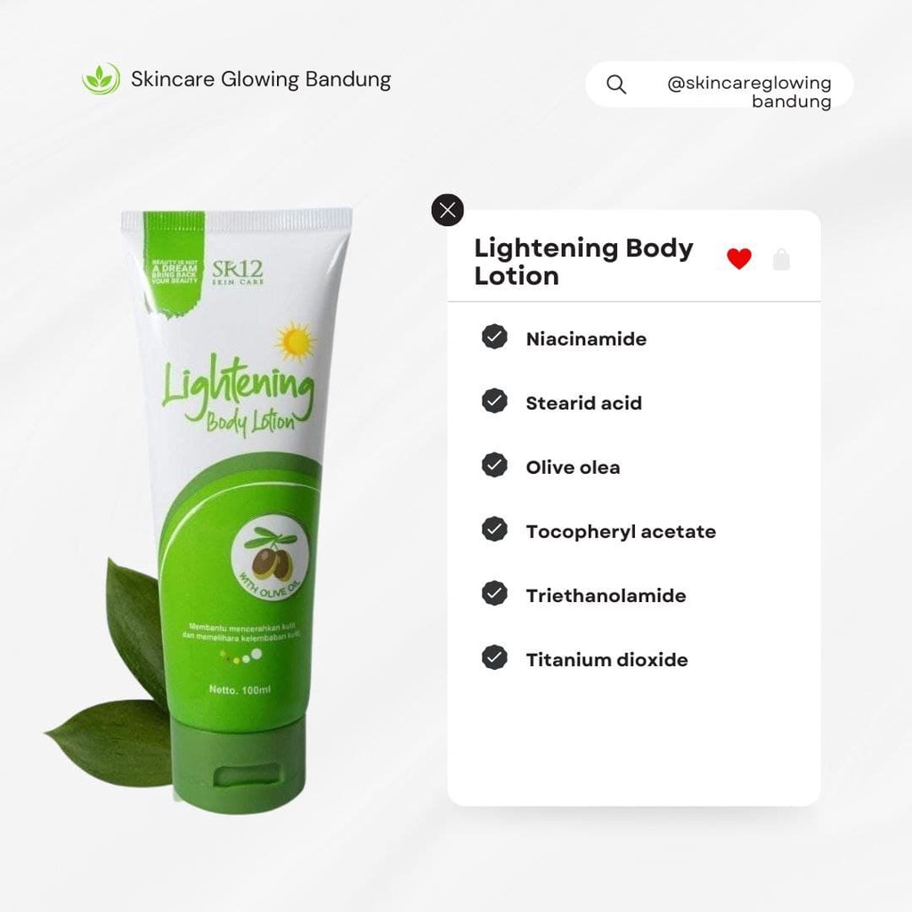 Lightening Body Lotion SPF 30 with Olive Oil Pemutih Badan Pencerah Kulit Skincare Beauty Handbody Body Butter