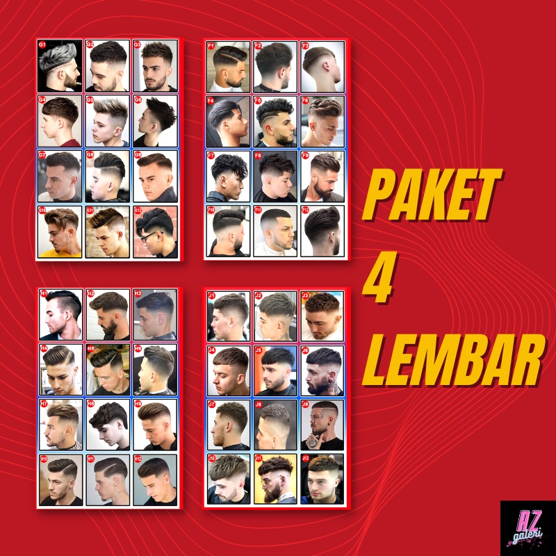 (ISI 4 PCS) Poster Pangkas Rambut Poster Pangkas Rambut Pria Poster Barbershop Poster Pangkas Rambut