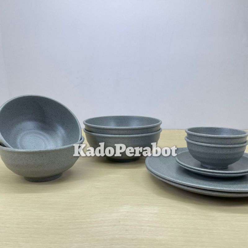 piring mangkok onyx - tempat makan onyx set - piring mangkok melamine