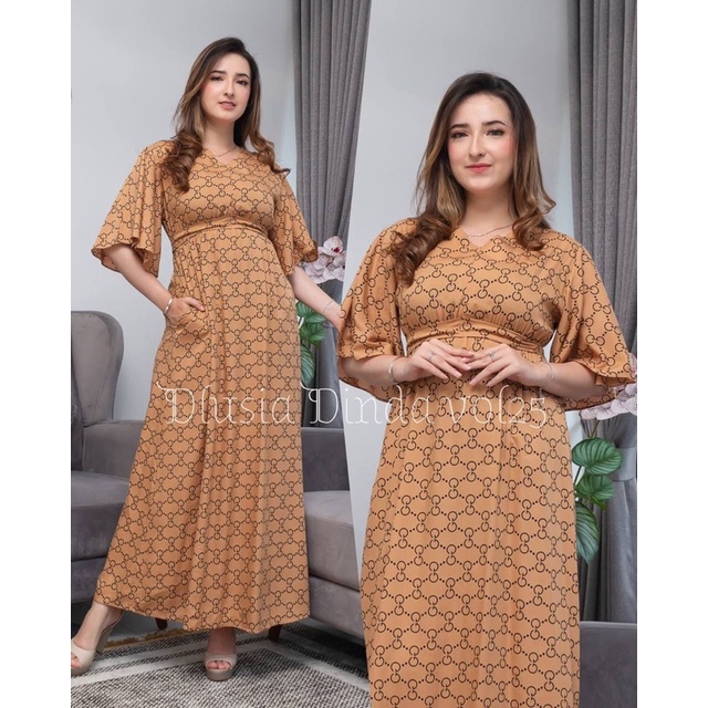 Daster arab DLUSIA DINDA Long Dress Homey Rayon Lengan Lonceng