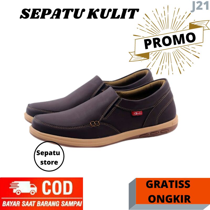100% ASLI KULIT Sepatu pria j21 ORI IMPORT Casual kulit kerja kantor