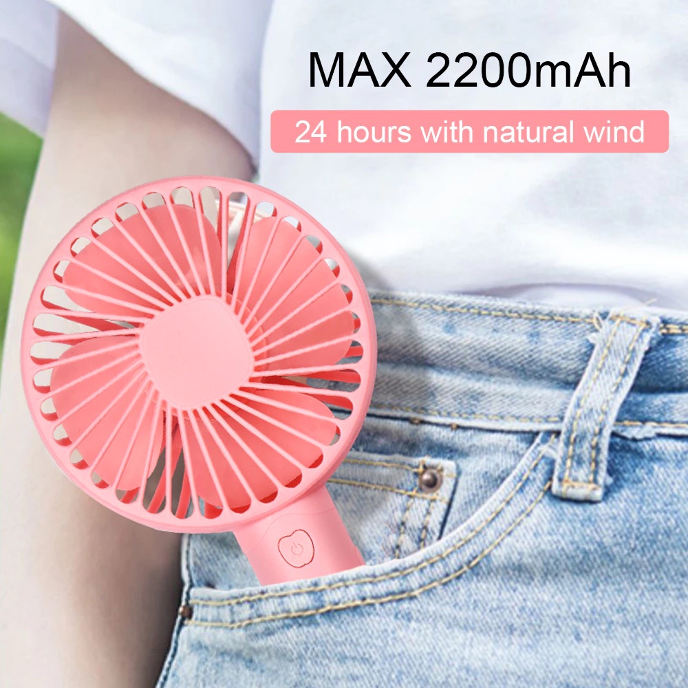 Kipas Angin Mini Portable Rechargeable 2200 mah Fan Kipas Portable Murah 3 Speed Adjustment With Battery