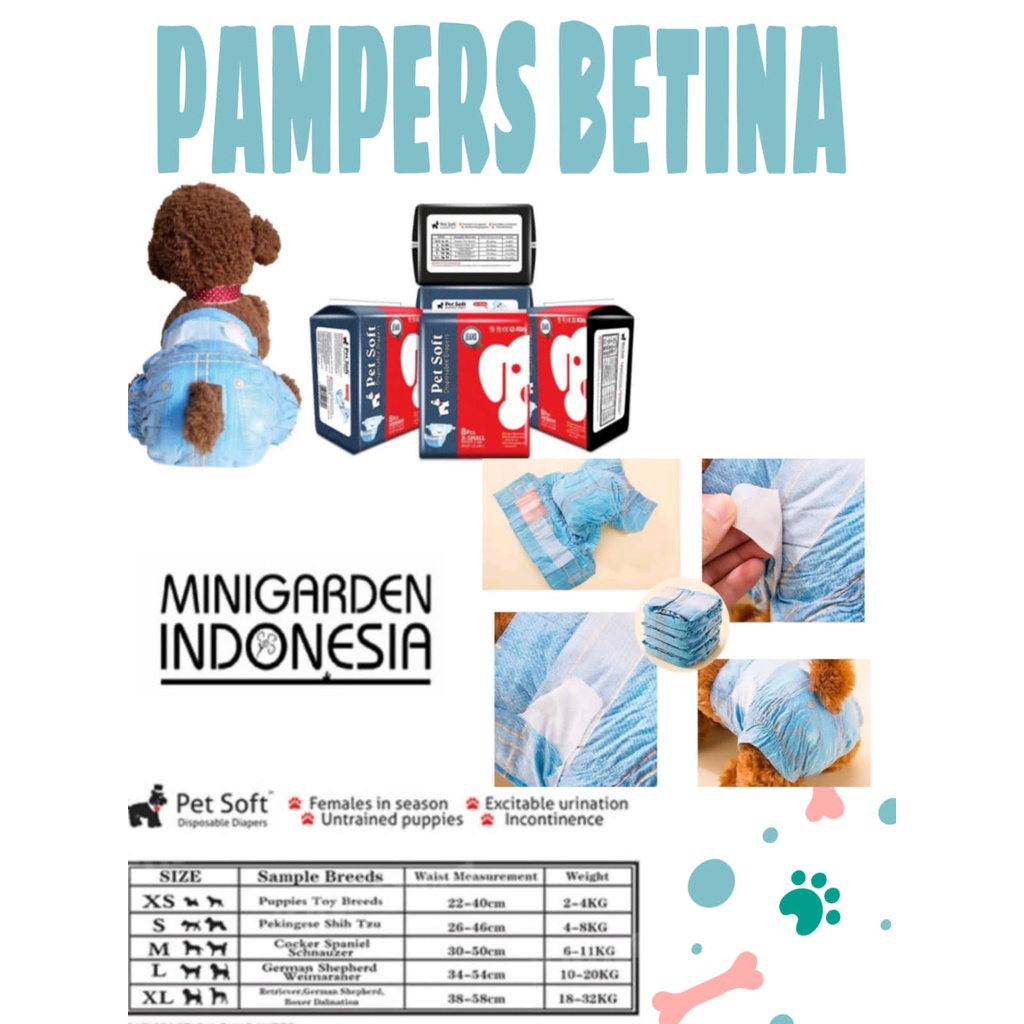 PAMPERS POPOK ANJING BETINA PET SOFT DIAPERS LOOP MENS ANTI KAWIN