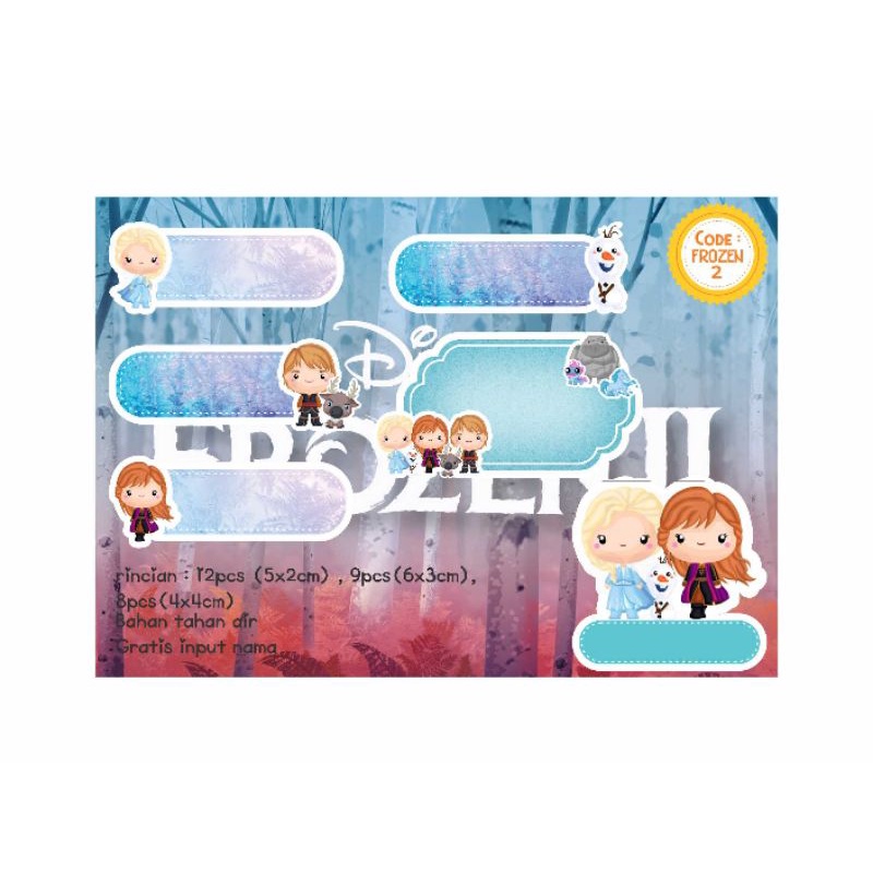 

STICKER LABEL NAMA CUSTOM character FROZEN