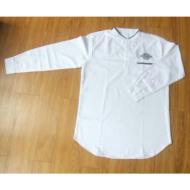 Baju Koko Harley Davidson - Lengan Panjang - Pakaian Muslim Pria - Kemeja Lebaran - Kerah Sanghai - 
