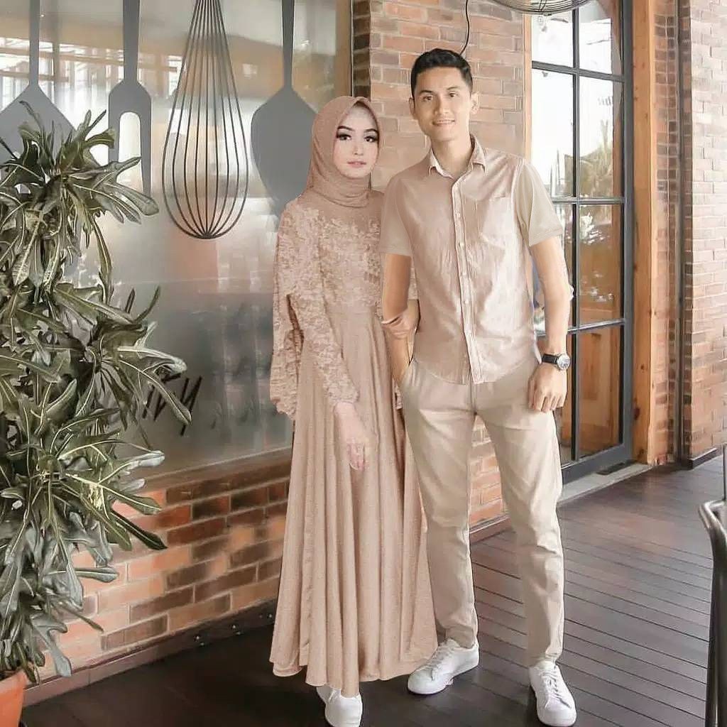 Baju Couple Kondangan Kekinian Modern Kapel Pesta Keluarga Elegan Mewah Pasangan Muslim pesta mewah